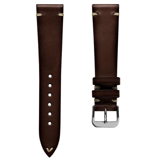 WatchGecko Oakley V-Stitch Hand Painted Watch Strap - Dark Brown