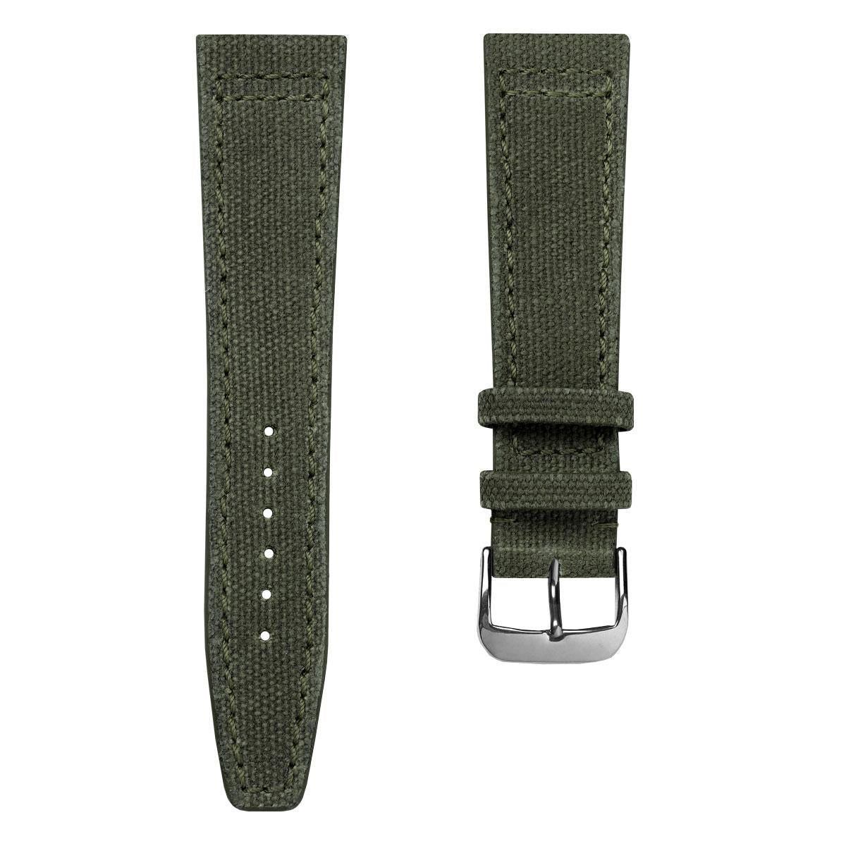 WatchGecko Two-Piece Canvas Watch Strap - Olive Green