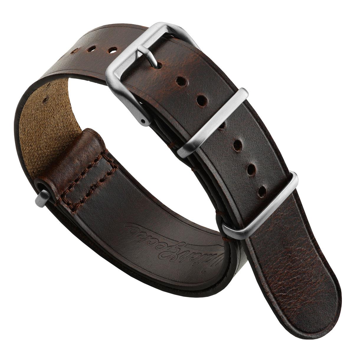 WatchGecko Genuine Leather British Military Watch Strap: Cambridge - Reddish Brown