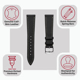 Hanley Textured Epsom Leather Watch Strap - Black