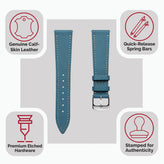 Hanley Textured Epsom Leather Watch Strap - Light Blue