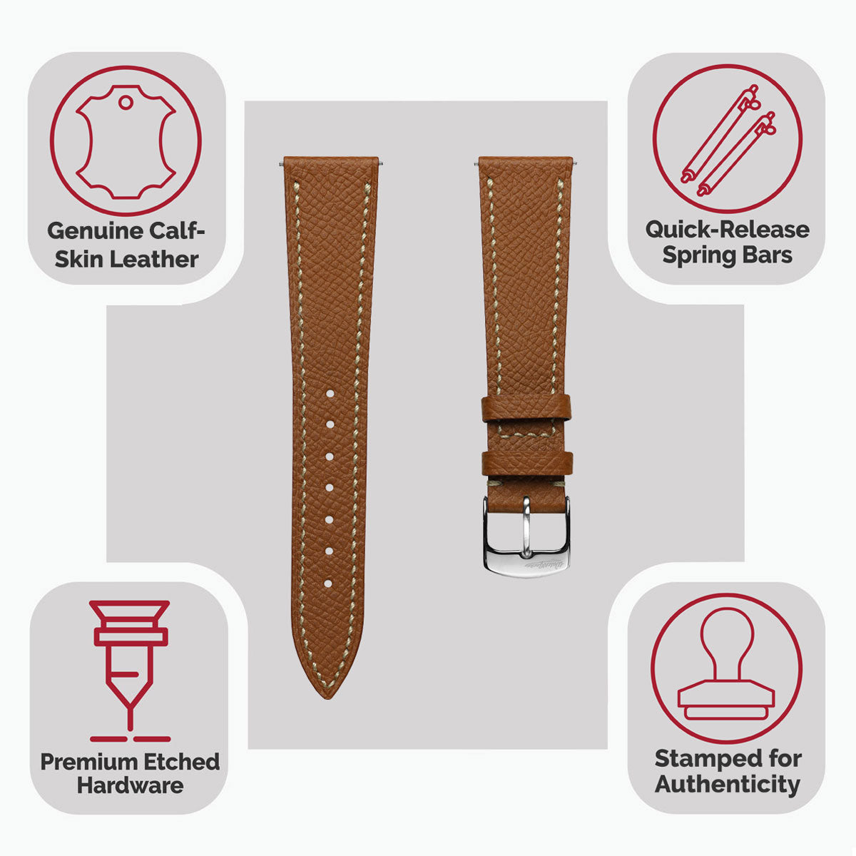 Hanley Textured Epsom Leather Watch Strap  - Tan