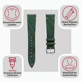 Newham Inverted Horween Shell Genuine Leather Watch Strap - Hunter Green