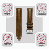 Ostend Thick Padded Leather Watch Strap - Cavallo Brown