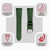 WatchGecko 41mm Tudor Black Bay Style Rubber Watch Strap -  Green