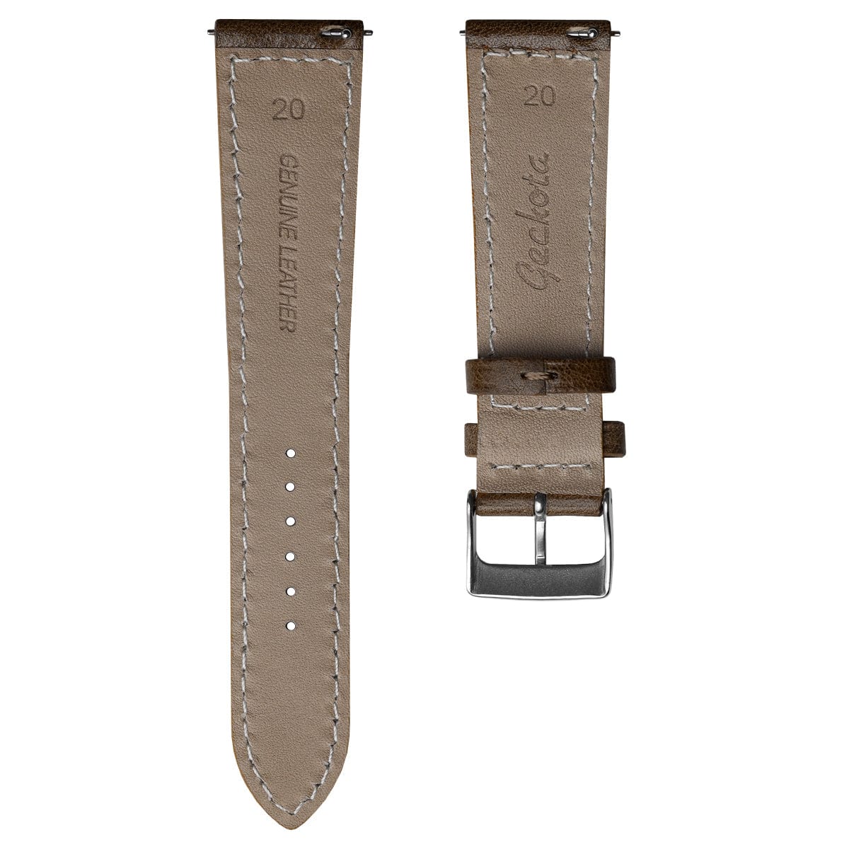 22mm Dark Brown Genuine Leather Watchband | Heavy Grain, Medium Padded  Replacement Wrist Watchstrap with Creamy White Stitches that brings New  Life to