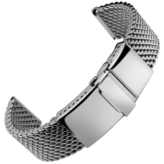 For ROTARY Watch Strap SHARK MESH MILANESE Metal Steel Watch Band Bracelet  Clasp