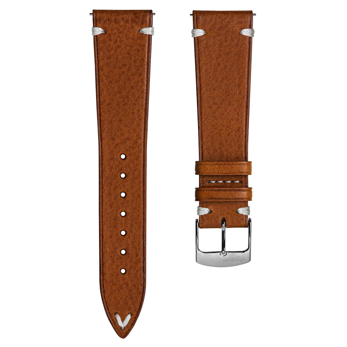 Overton Badalassi Carlo Minerva Box Leather V-Stitch Watch Strap - Cor