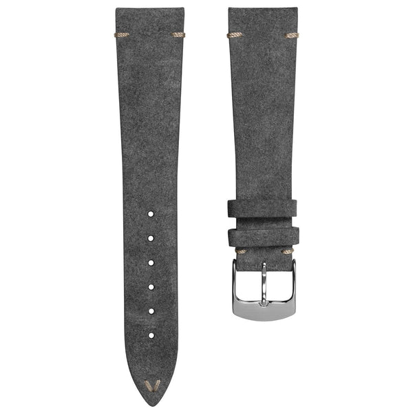 Q.R. Grey Suede watch strap 19mm - 22mm Leather Watch Band | Strapcode