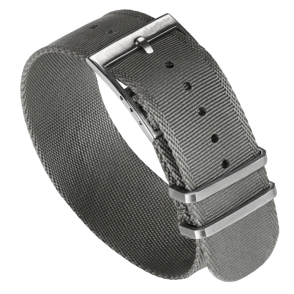 WatchGecko Signature Single Pass Military Nylon Watch Strap Grey 20mm