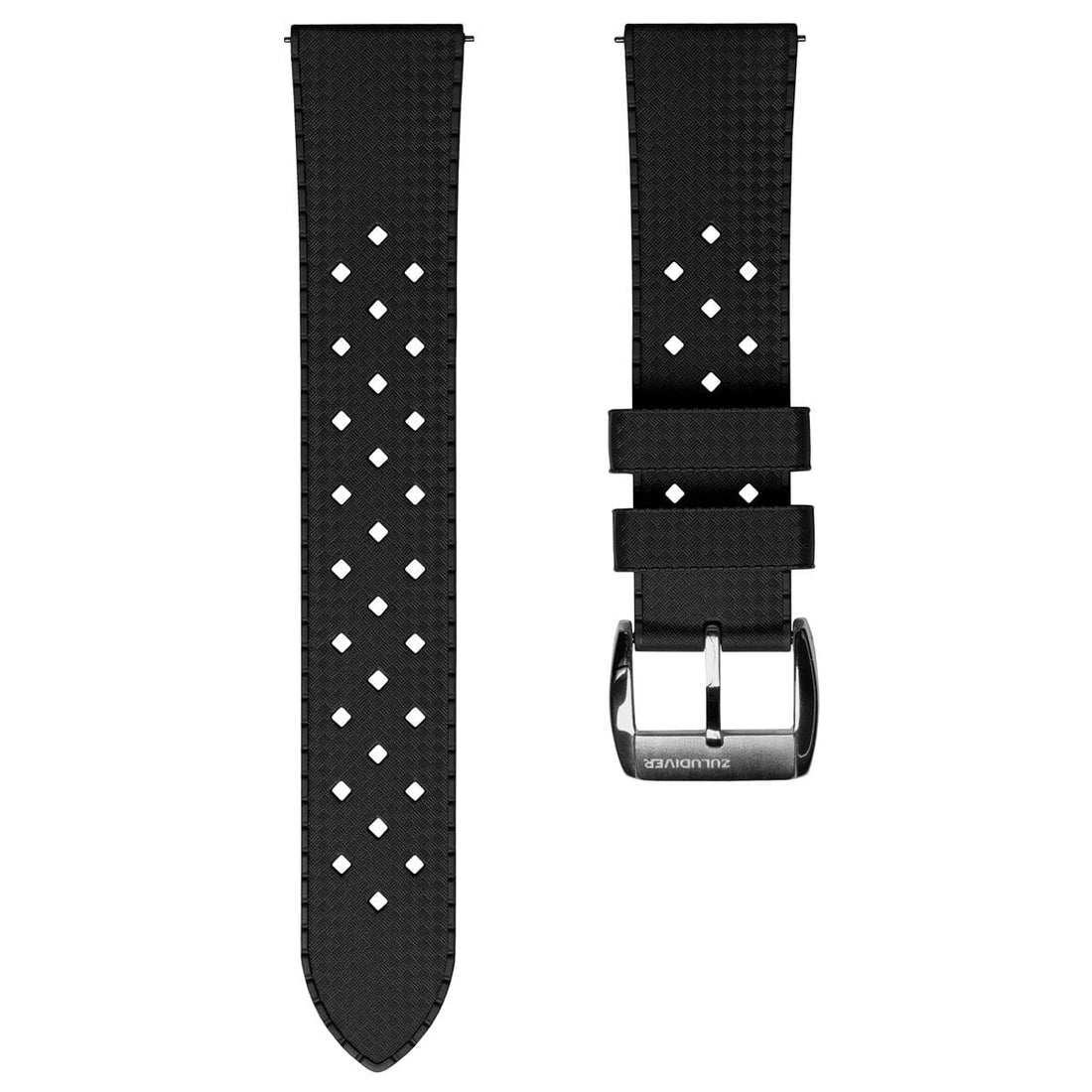 ZULUDIVER AquaTropic Rubber Watch Strap - Abyss Black | WatchGecko